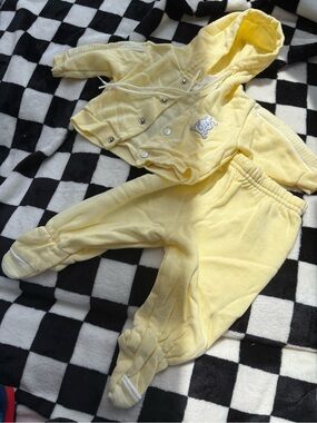 Vintage newborn yellow hoodie and pants